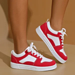 2024 White Red Sports Skate Shoes Ladies Large Size 42 Low Top Casual sneakers Ladies flat comfortable leather skates