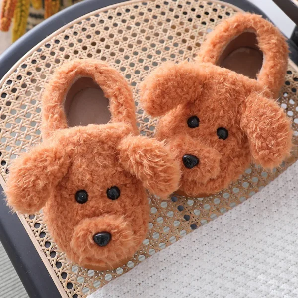 Kidmi Cute Dog Plush Fur Shoes For Women Winter Lovely Home Fluffy Slippers Female Indoor Warm Furry House Shoes With Animal - Image 3