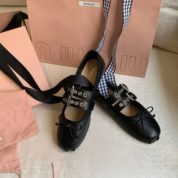 Fashion Silk Women Ballet Flats Footwear Lolita Shoes Luxury Autumn Female Butterfly-Knot Round Toe Ladies Dance Shoes - Image 6