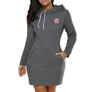 Dress for Women Hot Sales Printed Woman Knee-Length Dress Hooded Long Sleeve Casual Sports Skirt Daily Street Fashion Dress 2025