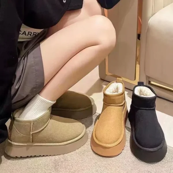 2023 New Winter Warm Boots Fur Ladies Snow Boots Real Sheepskin Wool Low-cut Warm Fur Shoes Man and Women Winter Short Boots - Image 6
