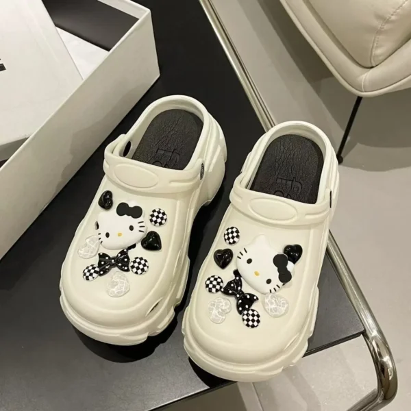 New Sanrio Hello Kitty Slippers Kawaii Black Winter Y2k Eva Home Shoes Plush Warm Living Room Women Footwear Cute Indoor Shoes - Image 2
