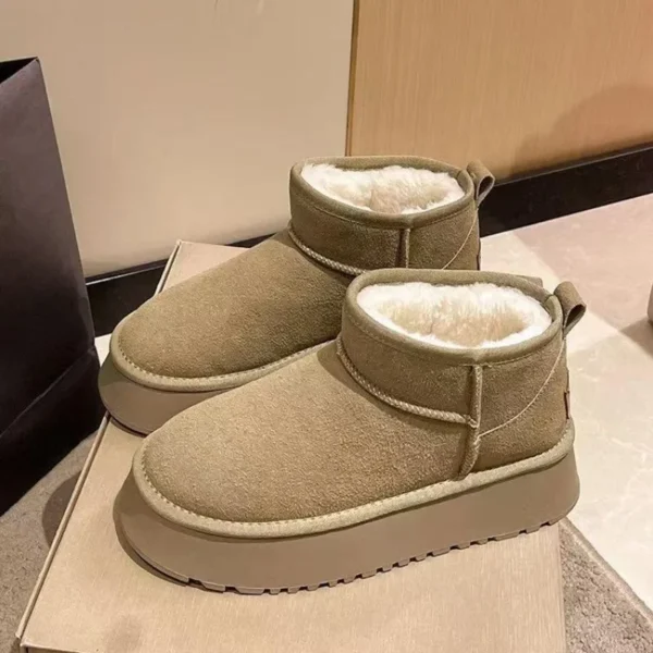 2023 New Winter Warm Boots Fur Ladies Snow Boots Real Sheepskin Wool Low-cut Warm Fur Shoes Man and Women Winter Short Boots - Image 3