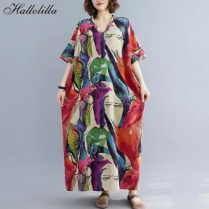 Summer Dress for Women Clothing Long Dress Fashion Clothes Cotton Linen Vintage Harajuku Elegant Streetwear Maxi Beach Dresses