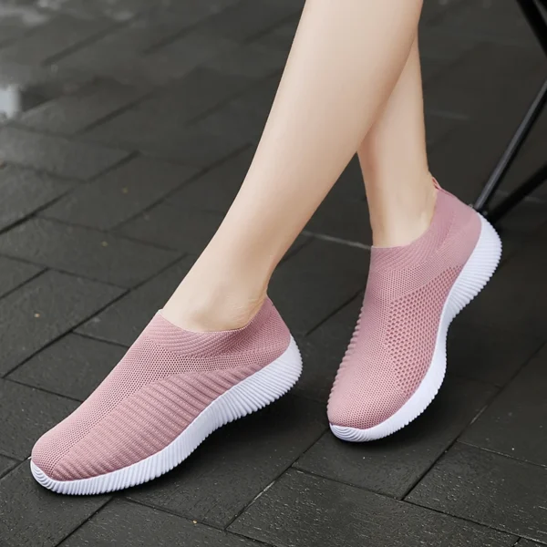Spring Summer Women's Knitting Sneakers Casual Shoes Flats Slip on Loafers New Flats Female Mocassin Zapatos De Mujer Plus Size - Image 4