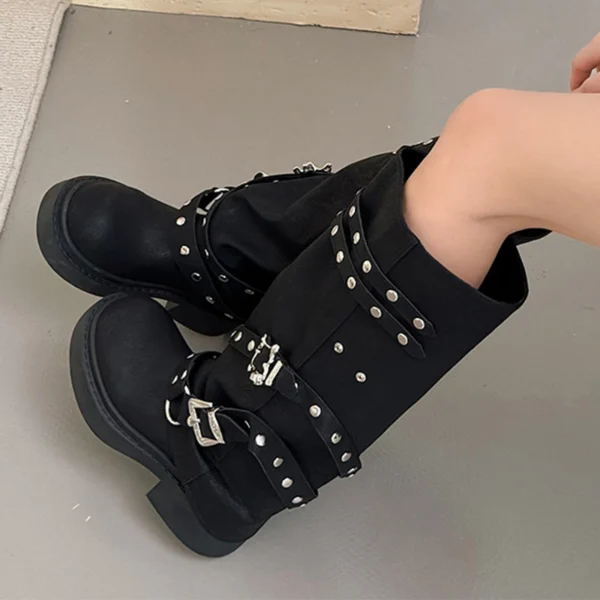 Women Flats Knee High Chelsea Boots Designer Platform Walking Shoes New Trend Motorcycle Boots Fashion Mujer Zapatos - Image 4
