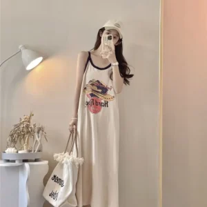 Student Summer Cute Pajamas Dress Women Sexy Sleeveless Home Clothing Female Comfortable Casual Printed Homedress Nighties