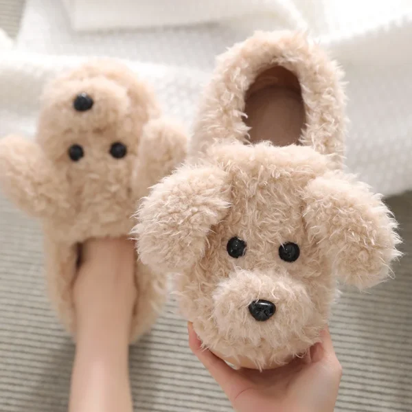 Kidmi Cute Dog Plush Fur Shoes For Women Winter Lovely Home Fluffy Slippers Female Indoor Warm Furry House Shoes With Animal - Image 2