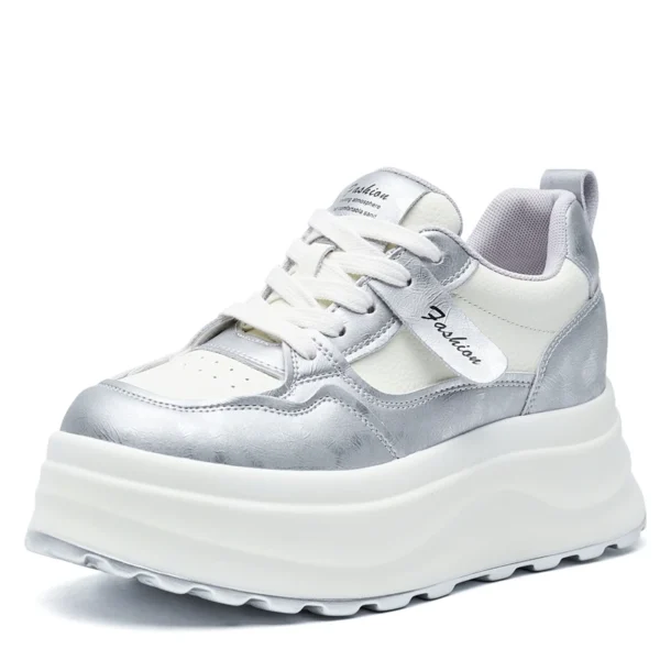 AUTUSPIN 7cm Flat Platform Women Shoes 2025 Spring/autumn Fashion Korean Style White Skateboarding Sneakers Leisure Shoes Woman - Image 3