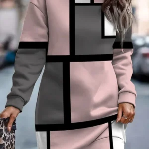 Autumn Winter Sweatshirt Dresses For Women 2023 Fashion Print O Neck Long Sleeve Casual Loose Dress New Woman Sweatshirts Robe