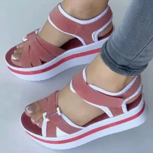 Women's Sandals Mix Color Wedges Heels Sandals Summer 2025 Shoes Woman Heeled Sandals Platform Summer Shoes Women Block Footwear