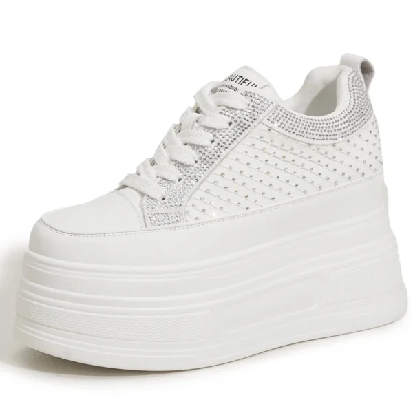 AUTUSPIN 9cm Platforms Chunky Sneakers for Women Leisure Shoes Summer Crystal Splicing Ladies Microfiber Leather Footwear Woman - Image 6