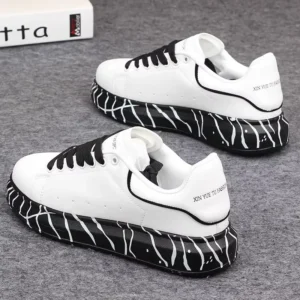 Brand men's shoes, fashionable and versatile couple's sneakers, breathable sports and leisure thick-soled women's white shoes