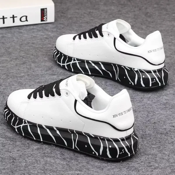 Brand men's shoes, fashionable and versatile couple's sneakers, breathable sports and leisure thick-soled women's white shoes